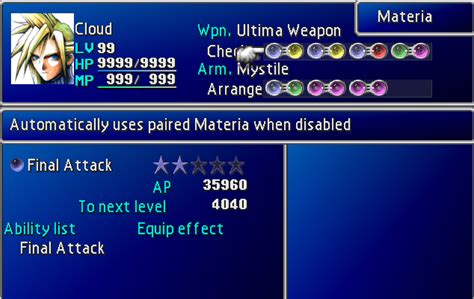 final attack materia|final attack materia location ff7.